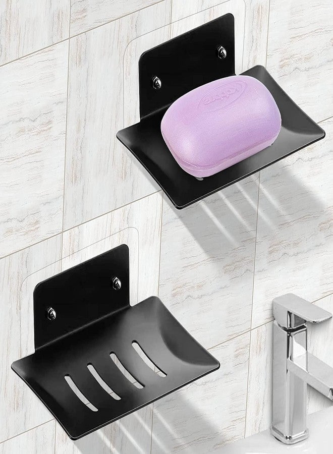iSTAR Stainless Steel Non-Drill Wall Mount Magic Sticker Self AdhesiveSquare Soap Dish Holder for Bathroom Soap Case for Home (Pack of 1, Black) - Image 1